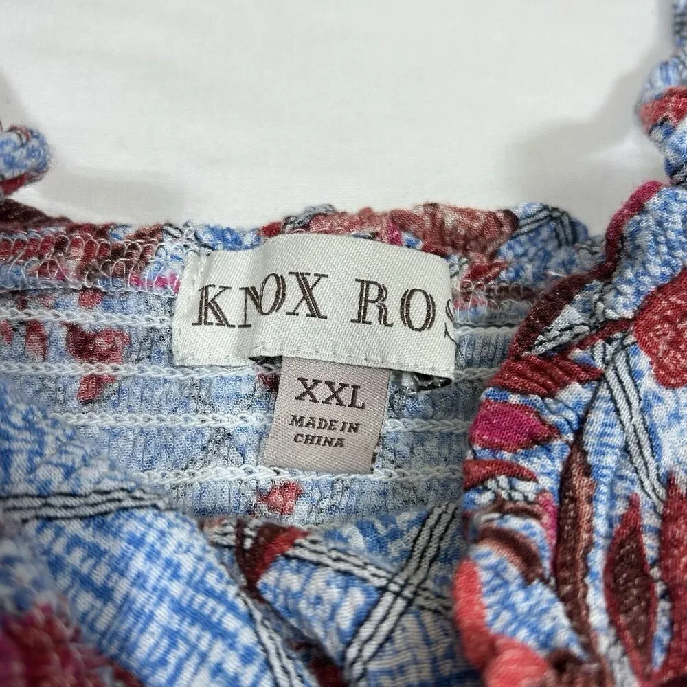 Knox Rose Plus Size XXL Spaghetti Sundress Blue Red Floral Midi Smocked Colorful - Picture 5 of 15